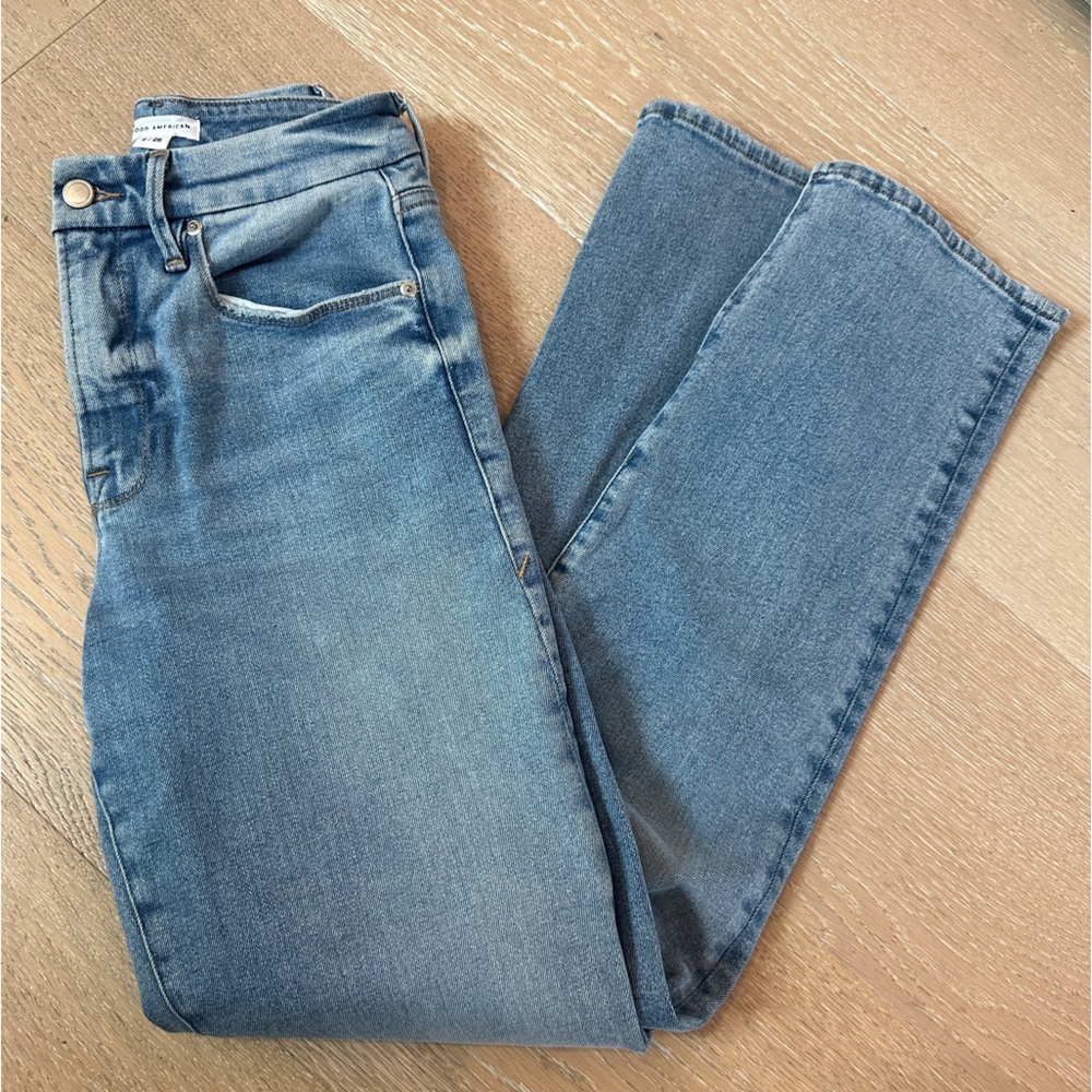 Good American Light Blue Straight Leg Jeans